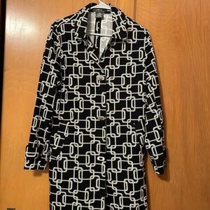 George Designs By Mark Eisen Jacket Ladies Black White Geometric Design